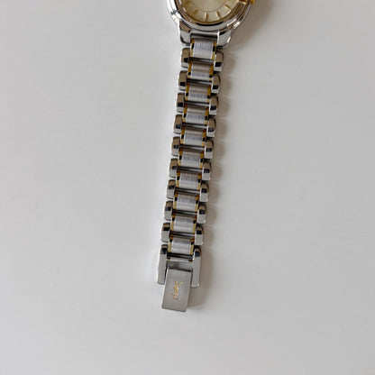 Yves Saint Laurent 1990s Round Dial Two Tone Watch