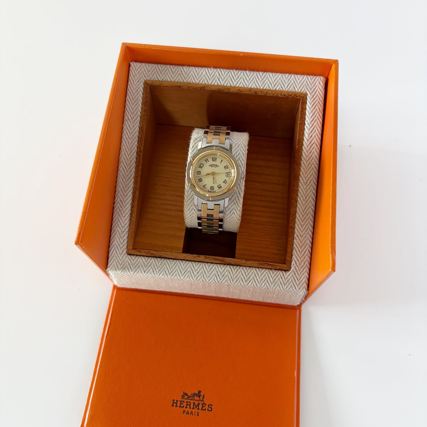 Hermes 1990s Clipper Date Round Dial Watch