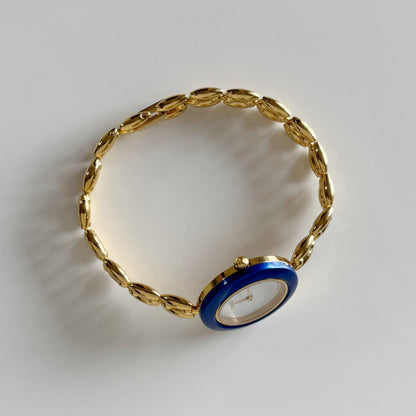 Gucci 1990s Interchangeable Bezel Gold Plated Rice Chain Watch with 6 bezels, case (172mm)