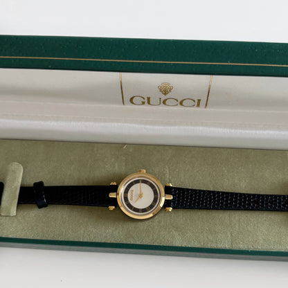 Gucci 1990s Round Dial Gold Plated Watch