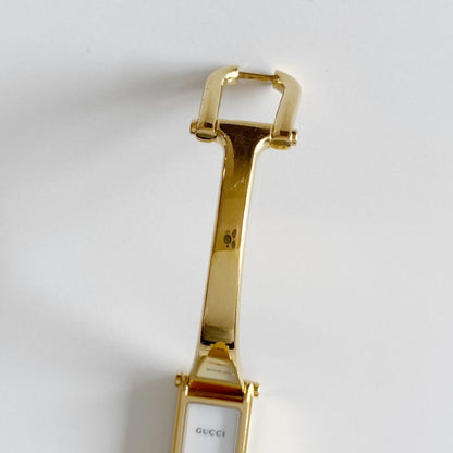 Gucci 1990s Seashell Dial Gold Plated Bangle Watch