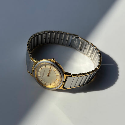Yves Saint Laurent 1990s Round Dial Two Tone Watch