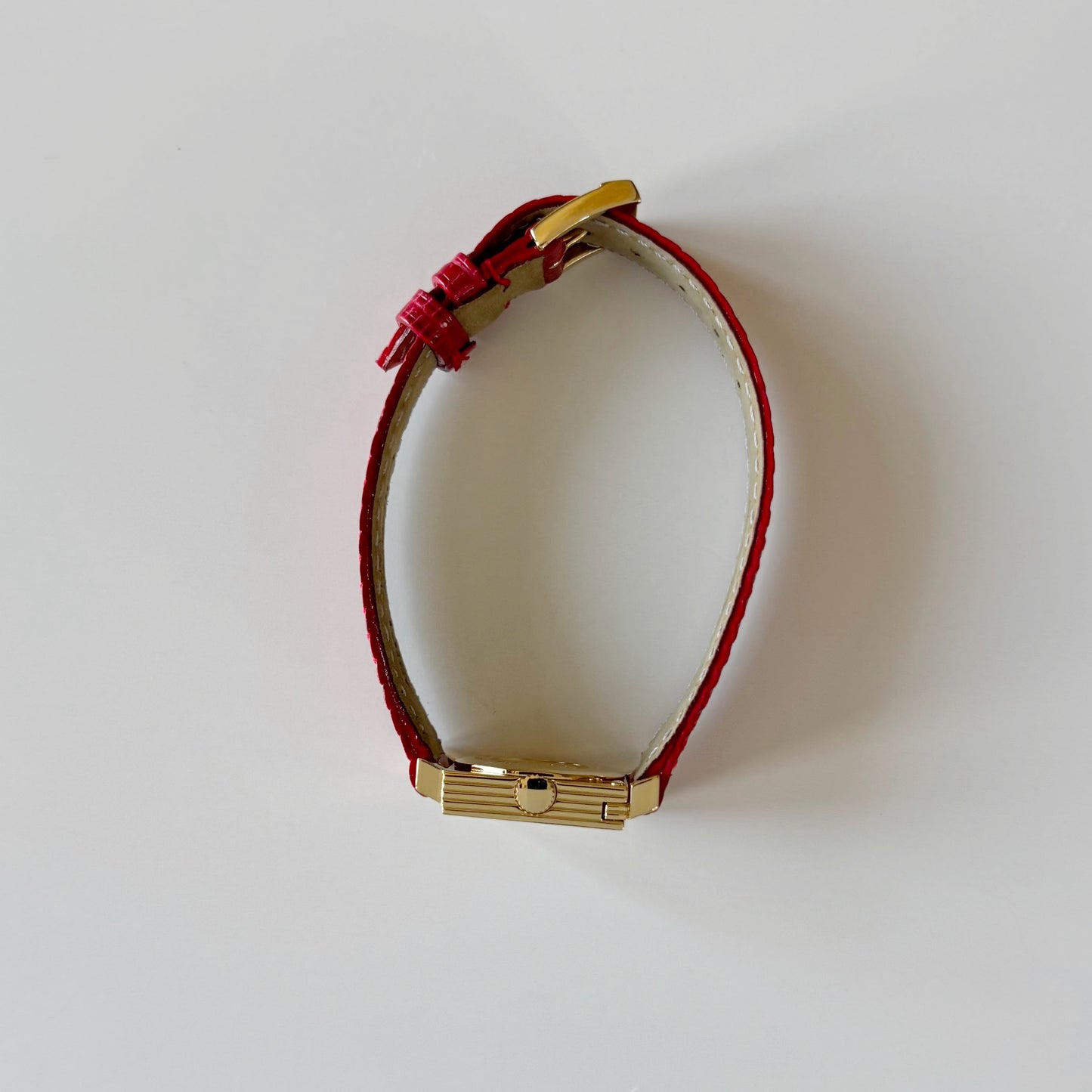 Dior 1990s La Parisienne Interchangeable Strap Square Dial Gold Plated Watch with 3 straps, case
