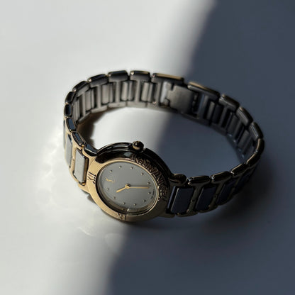 Yves Saint Laurent 1990s Round Dial Two Tone Watch