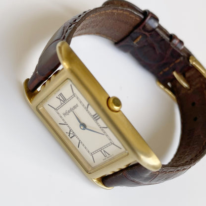 Yves Saint Laurent 1980s Tank Leather Watch