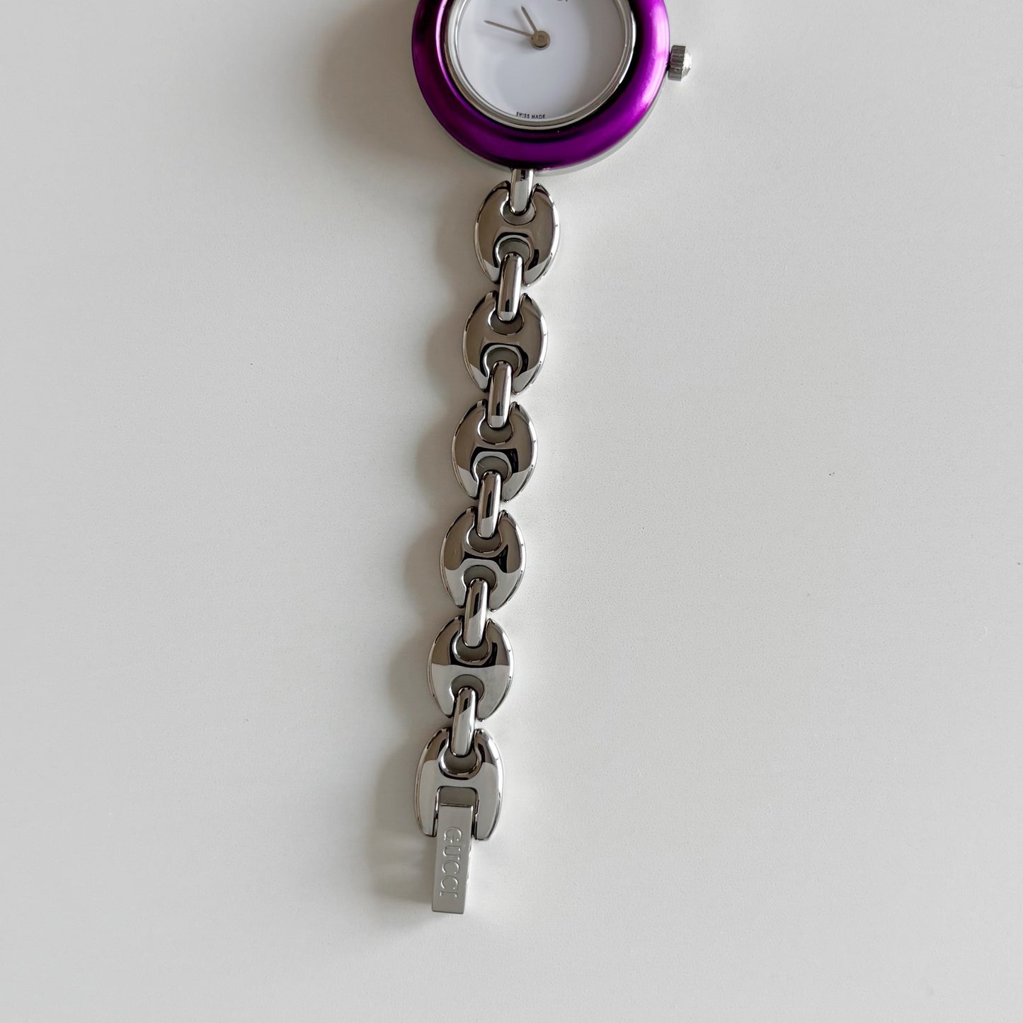 Gucci 1990s Interchangeable Bezel Stainless steel Silver Watch with 6 bezels, case (167mm)