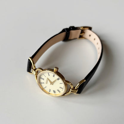 Gucci 1990s Round Dial Horsebit Gold Plated Watch