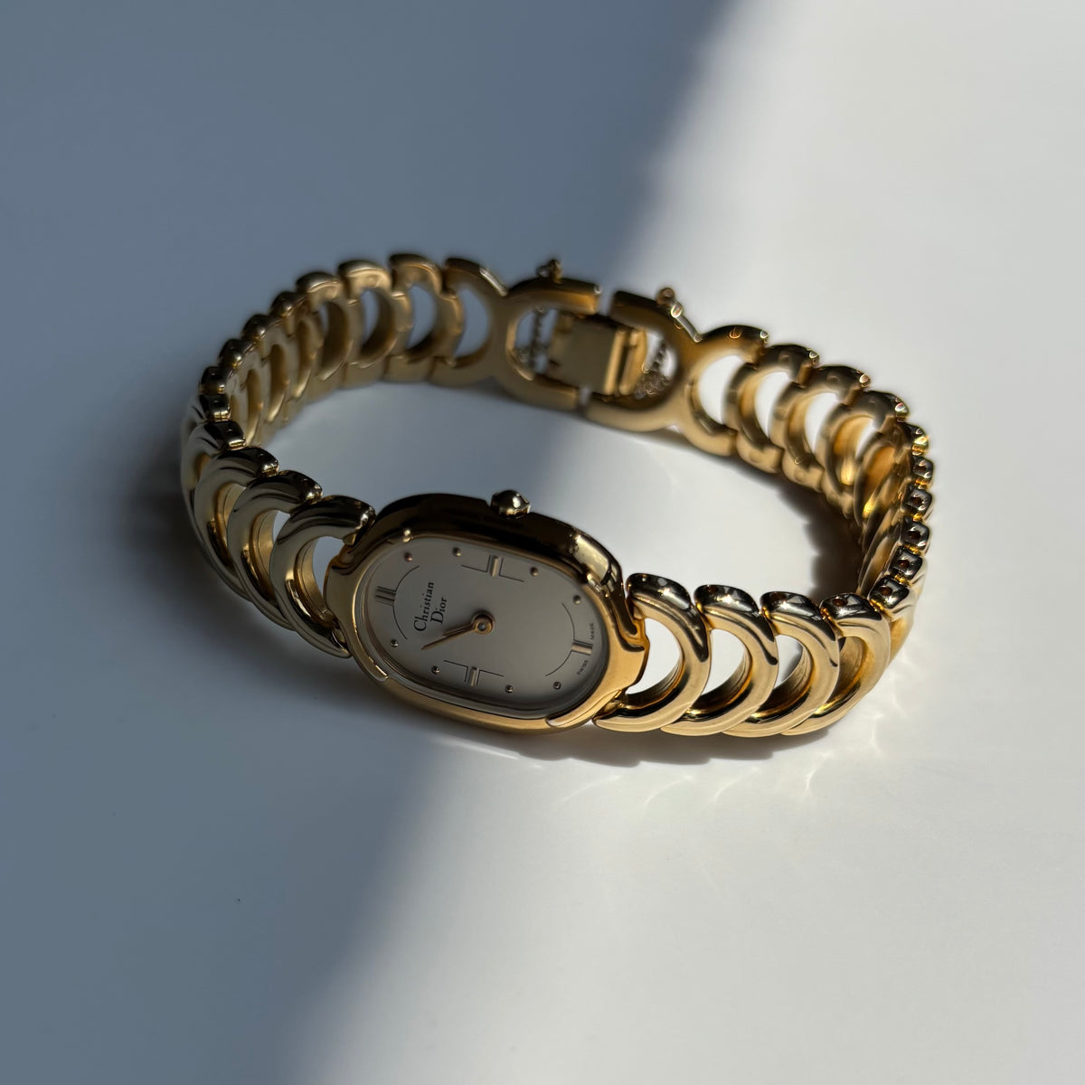 Dior 1990s Oval Dial Gold Plated Watch