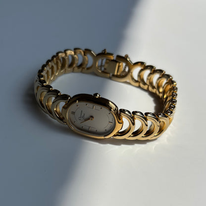 Dior 1990s Oval Dial Gold Plated Watch