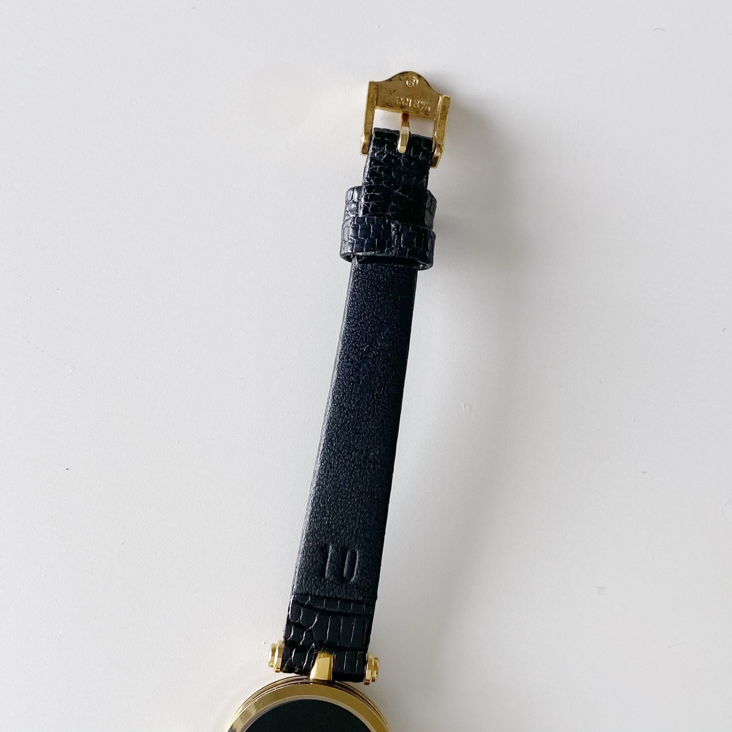Gucci 1990s Sherry Black Dial Gold Plated Watch