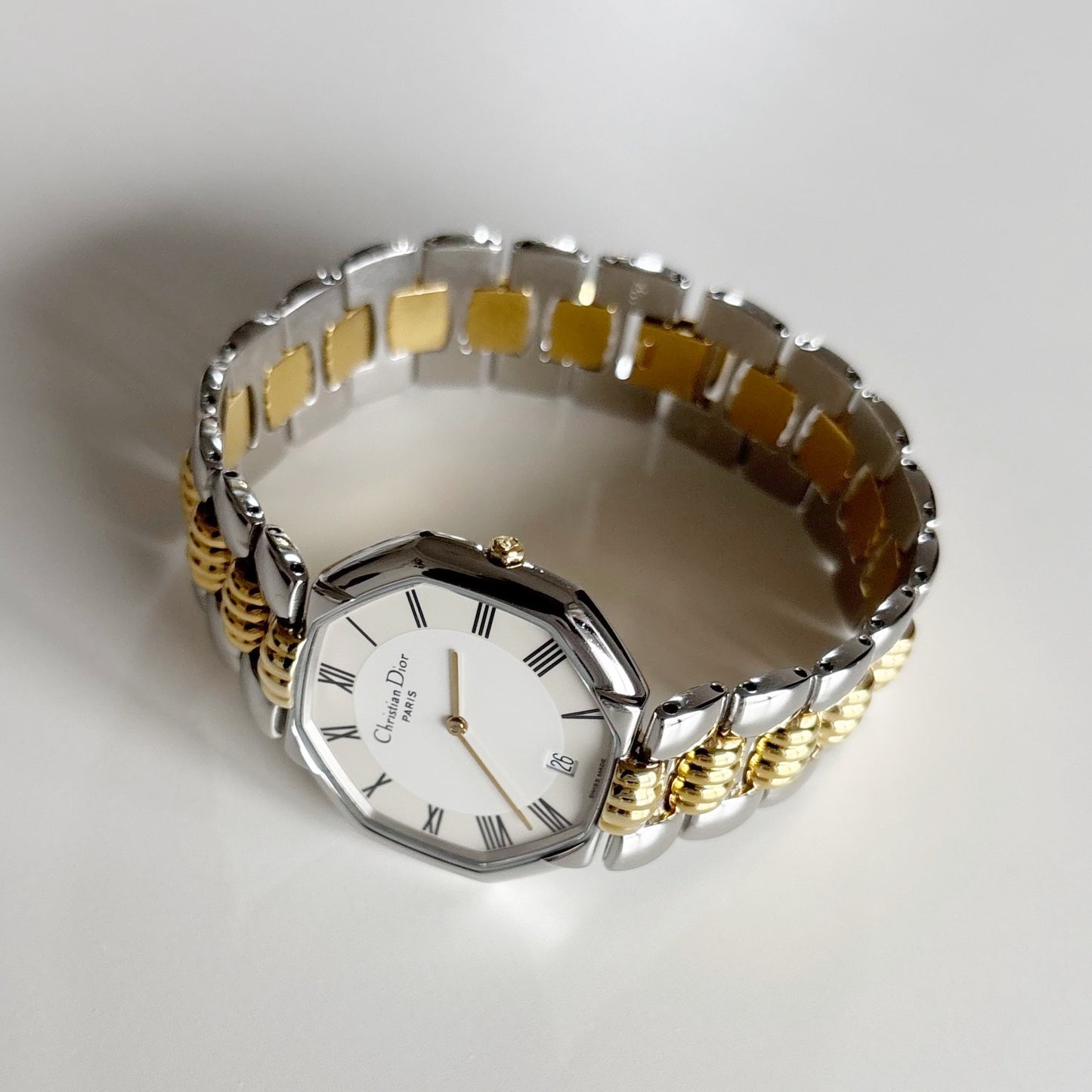 Dior 1990s Date Octagon Two Tone Watch (Large)