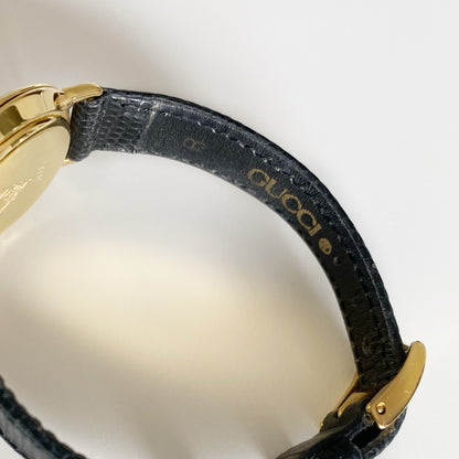 Gucci 1990s Black Dial Gold Plated Watch
