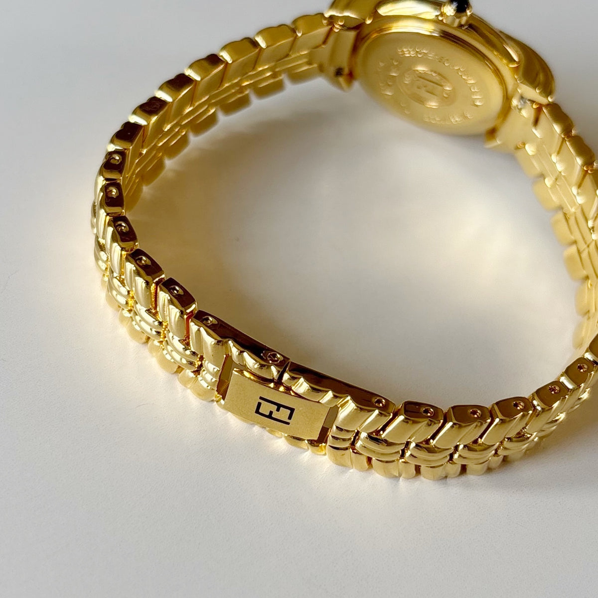 Fendi 1990s Round Dial Gold Plated Watch