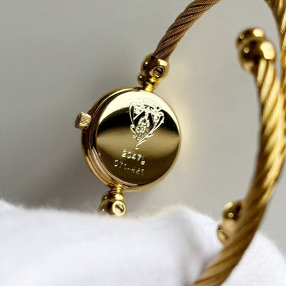Gucci 1990s Gold Plated Cable Bangle Watch