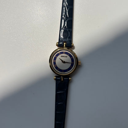 Gucci 1990s Sherry Round Dial Blue Watch