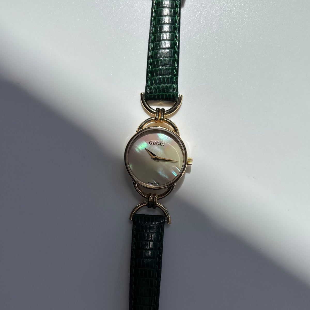 Gucci 1990s Seashell Dial Horsebit Watch
