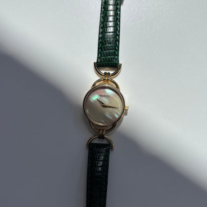 Gucci 1990s Seashell Dial Horsebit Watch