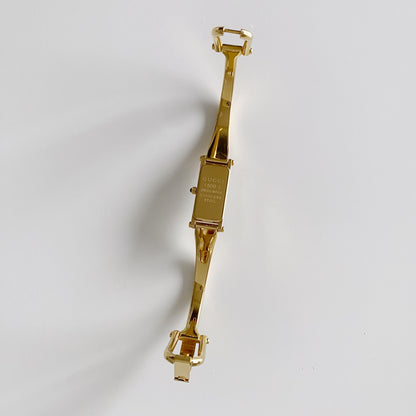 Gucci 1990s Seashell Dial Rectangular Gold Plated Bangle Watch