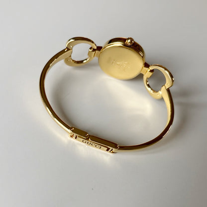 Gucci 1990s Seashell Dial Gold Plated Bangle Watch