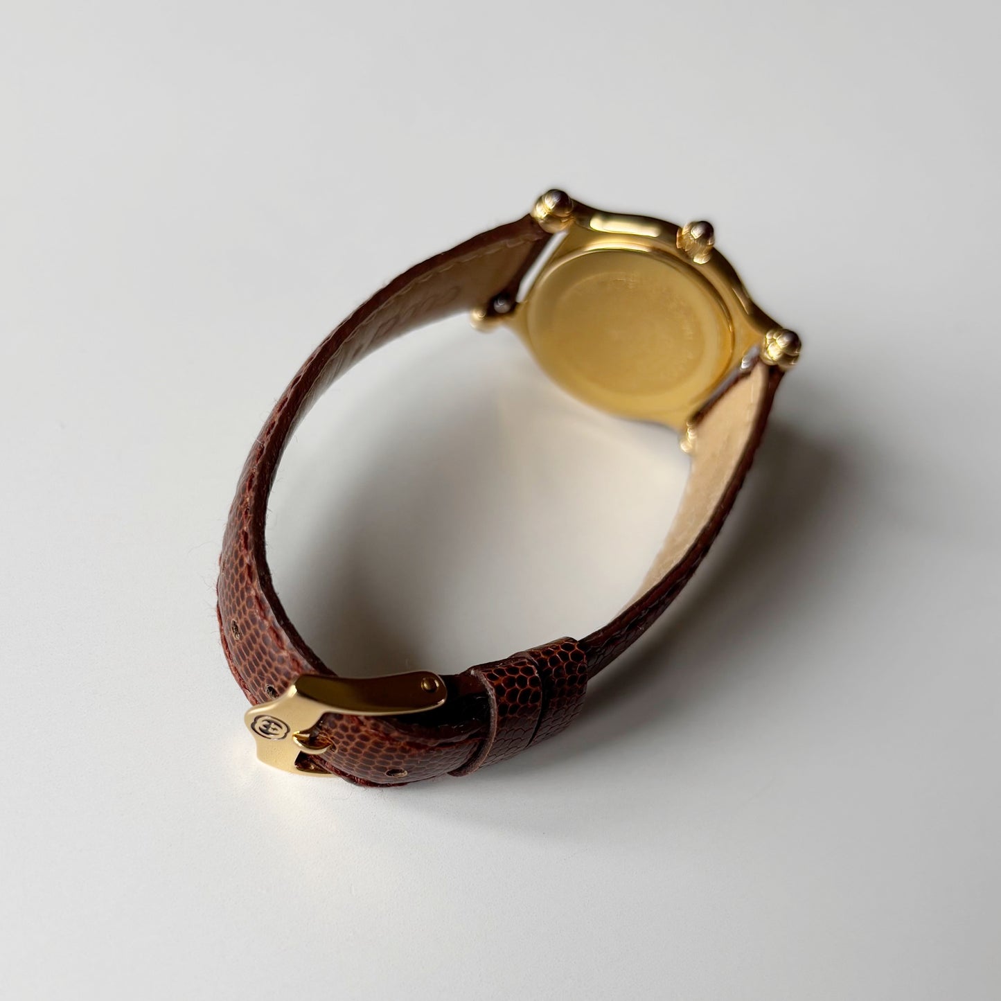Gucci 1990s Round Dial Gold Plated Watch