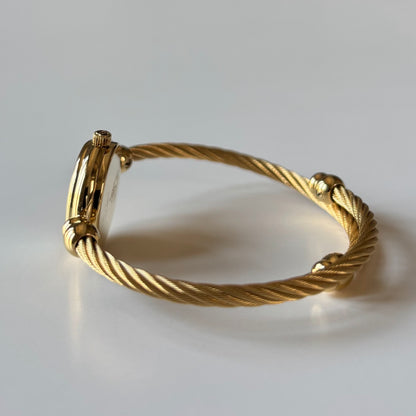 Gucci 1990s Seashell Dial Gold Plated Cable Bangle Watch