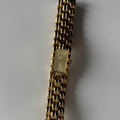 Fendi 1990s Gold Dial Gold Plated Watch
