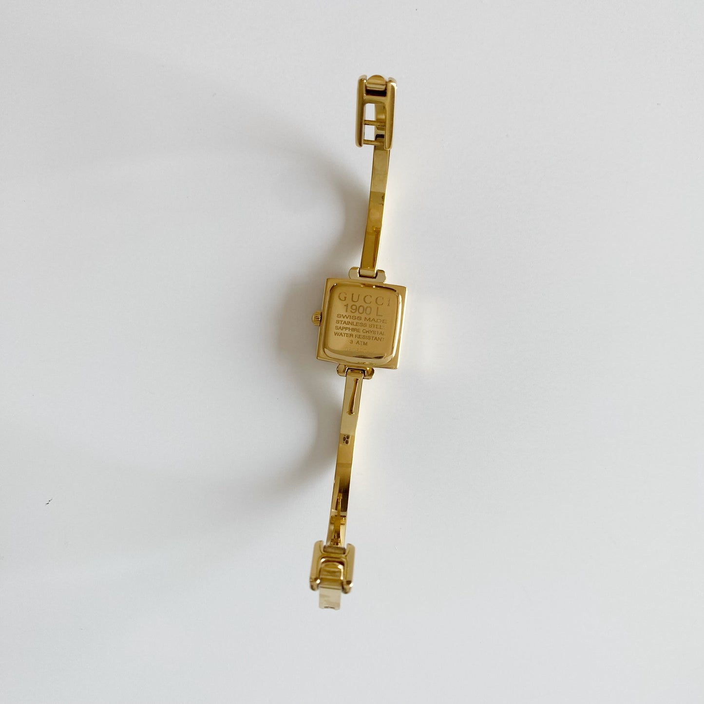 Gucci 1990s Square Dial Gold Plated Bangle Watch