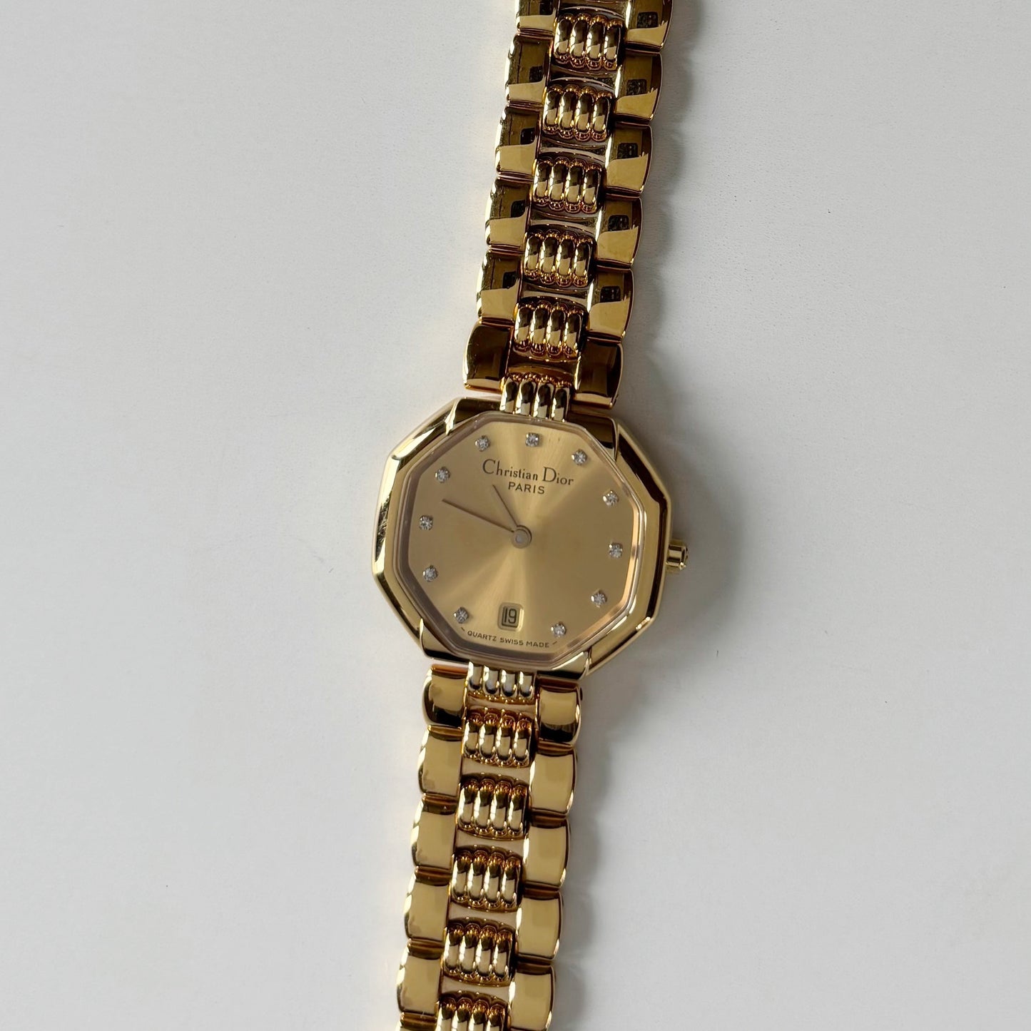 Dior 1990s Octagon Gold Plated Watch