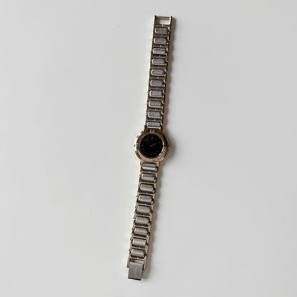 Yves Saint Laurent 1990s Black Dial Two Tone Watch