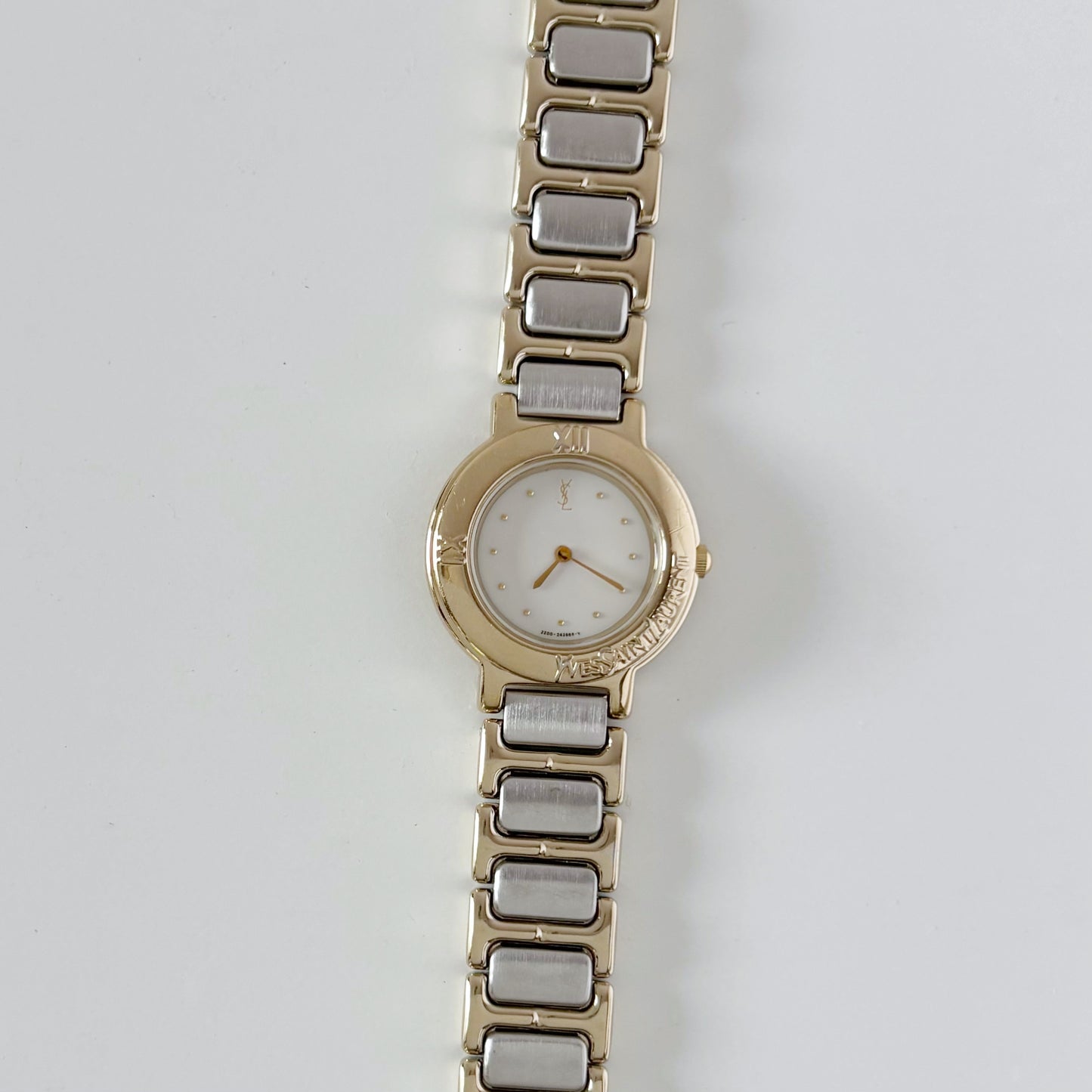 Yves Saint Laurent 1990s Round Dial Two Tone Gold Plated Watch