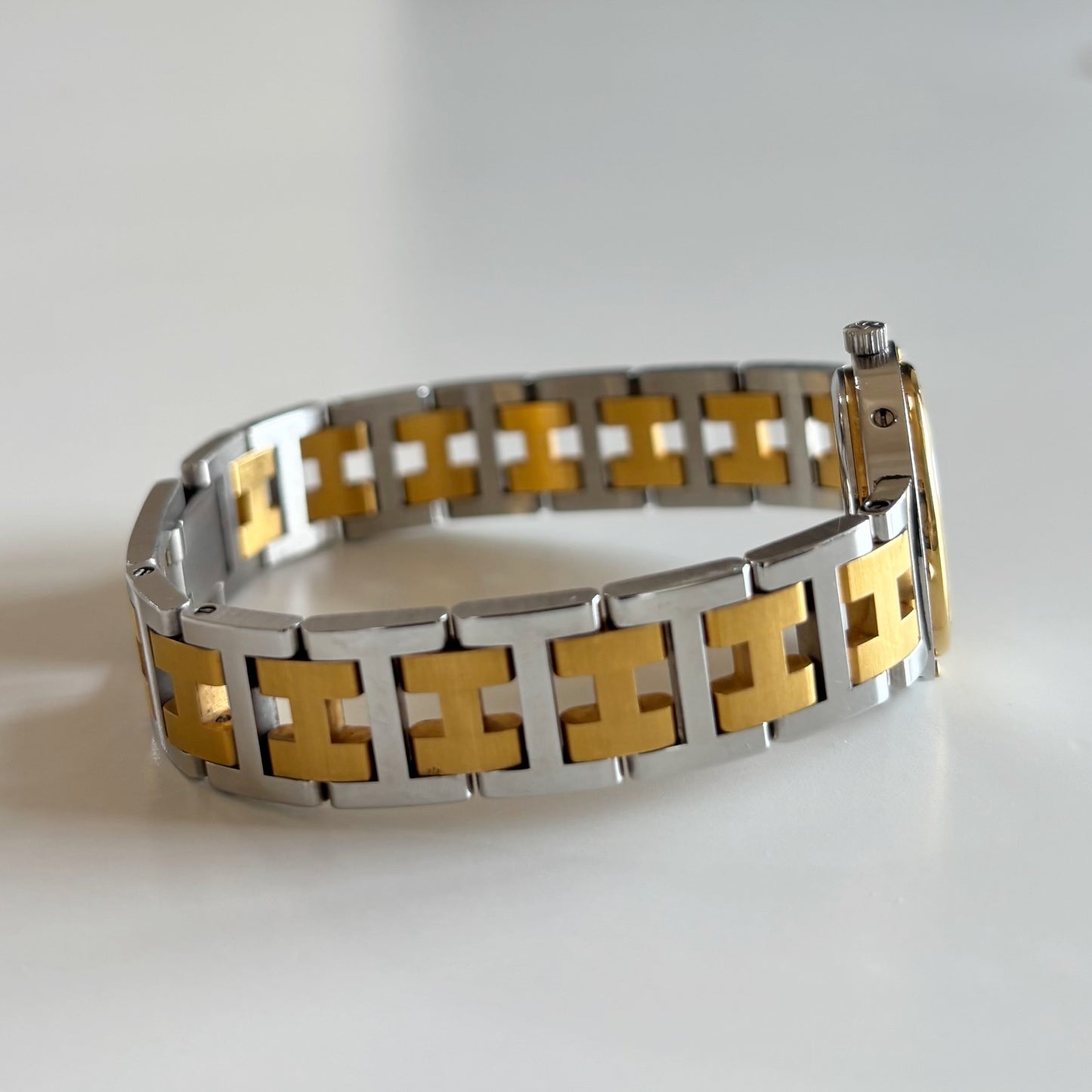 Hermes 1990s Clipper Round Dial Two Tone Watch