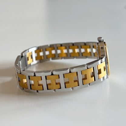 Hermes 1990s Clipper Round Dial Two Tone Watch