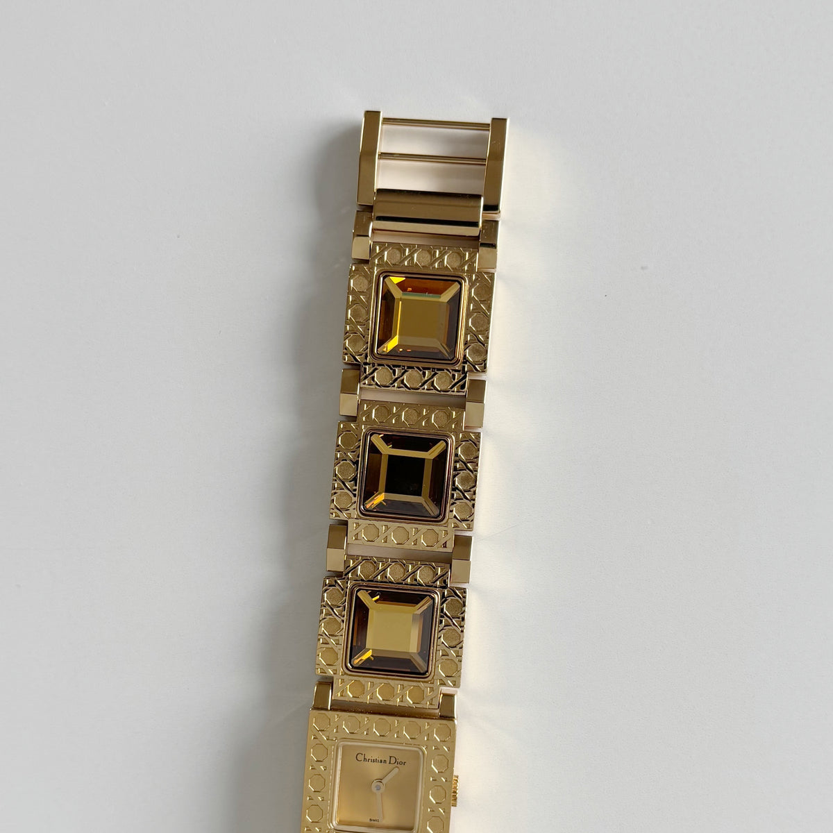 Dior 1990s Square Dial Interchangeable Strap Gold-Plated Watch