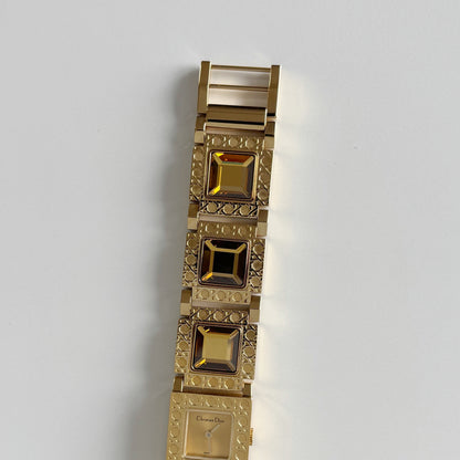 Dior 1990s Square Dial Interchangeable Strap Gold-Plated Watch
