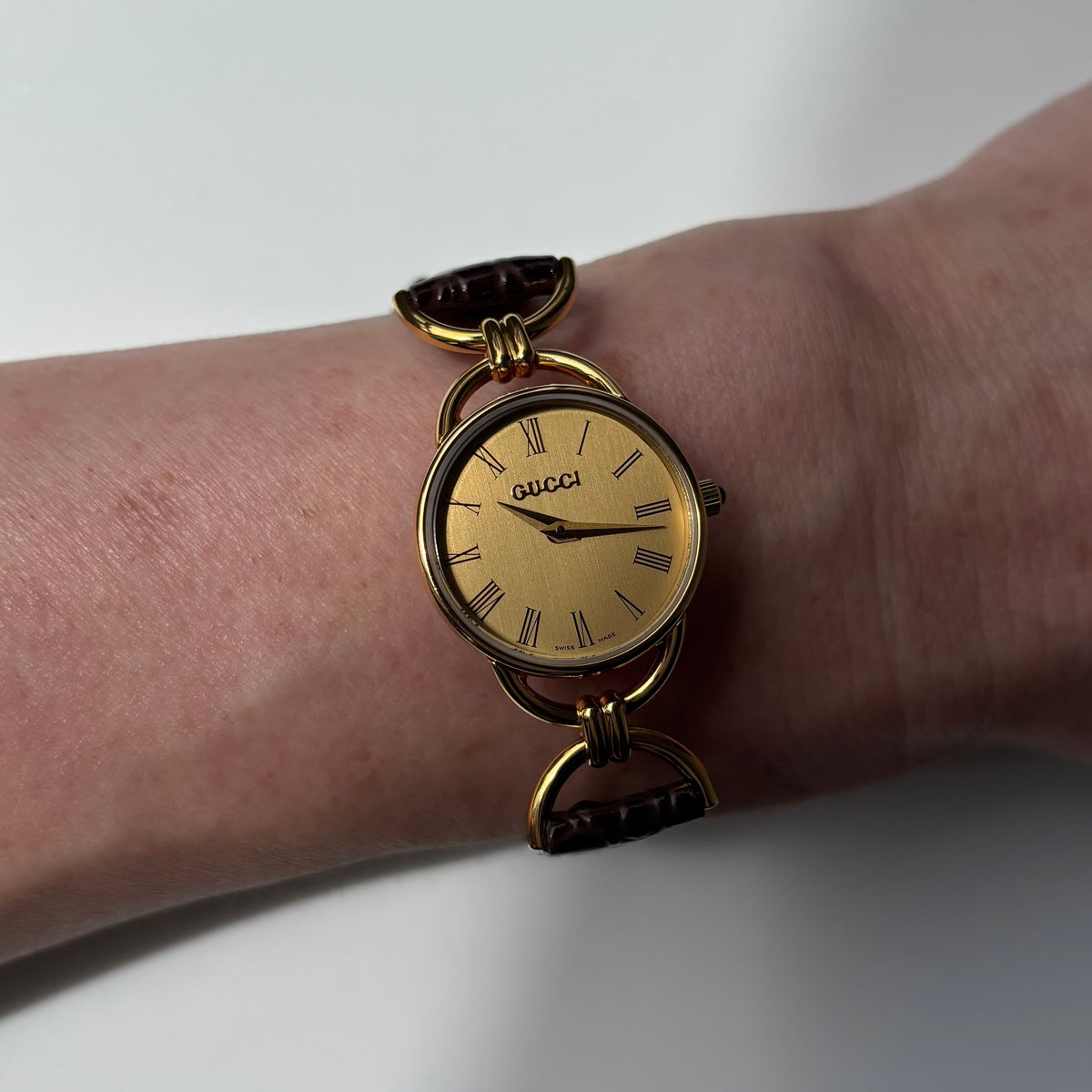 Gucci 1990s Gold Dial Horsebit Gold-Plated Watch