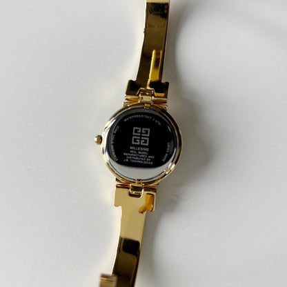 Givenchy 1990s Round Dial Gold Plated Bangle Watch