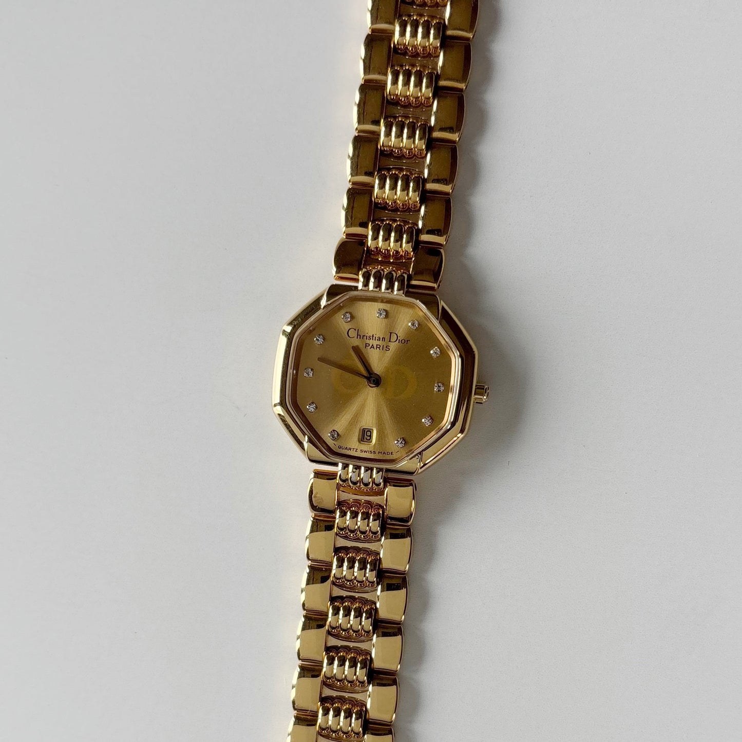 Dior 1990s Octagon Gold Plated Watch