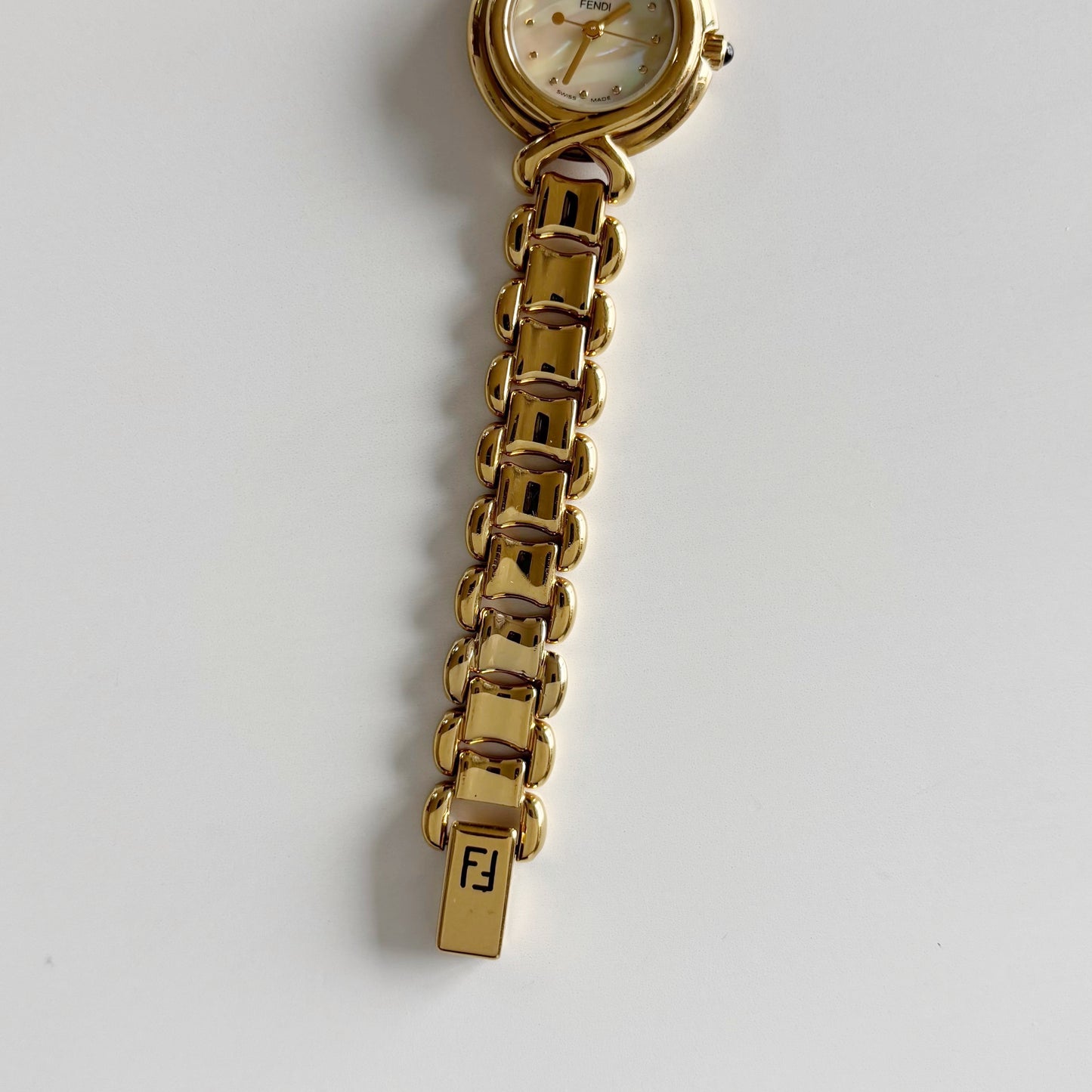 Fendi 1990s Seashell Dial Gold Plated Watch