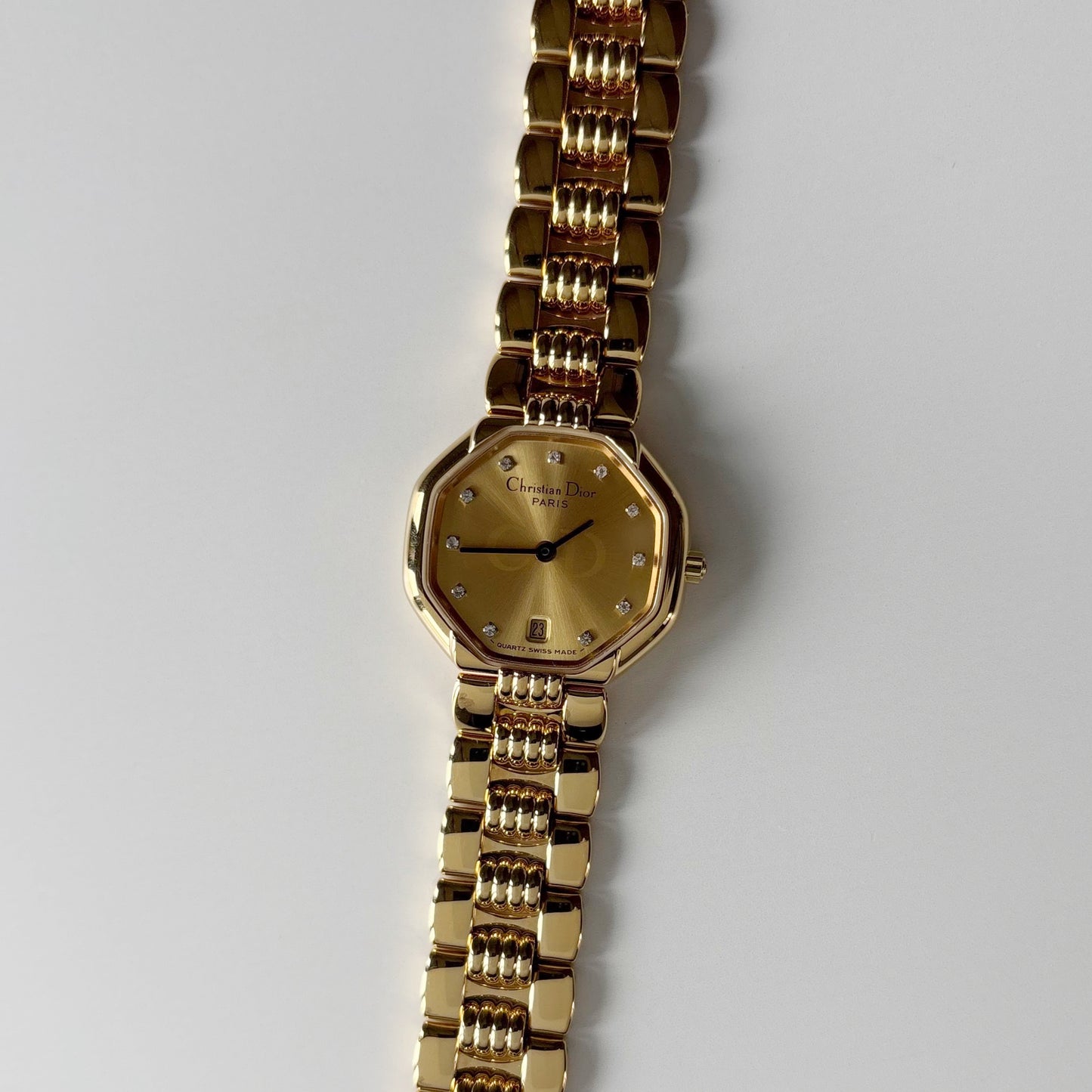 Dior 1990s Octagon Dial Gold Plated Watch