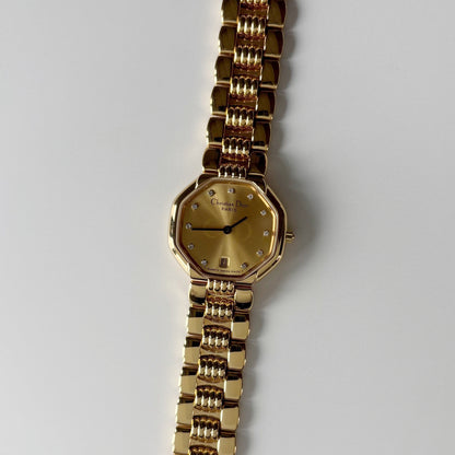 Dior 1990s Octagon Dial Gold Plated Watch
