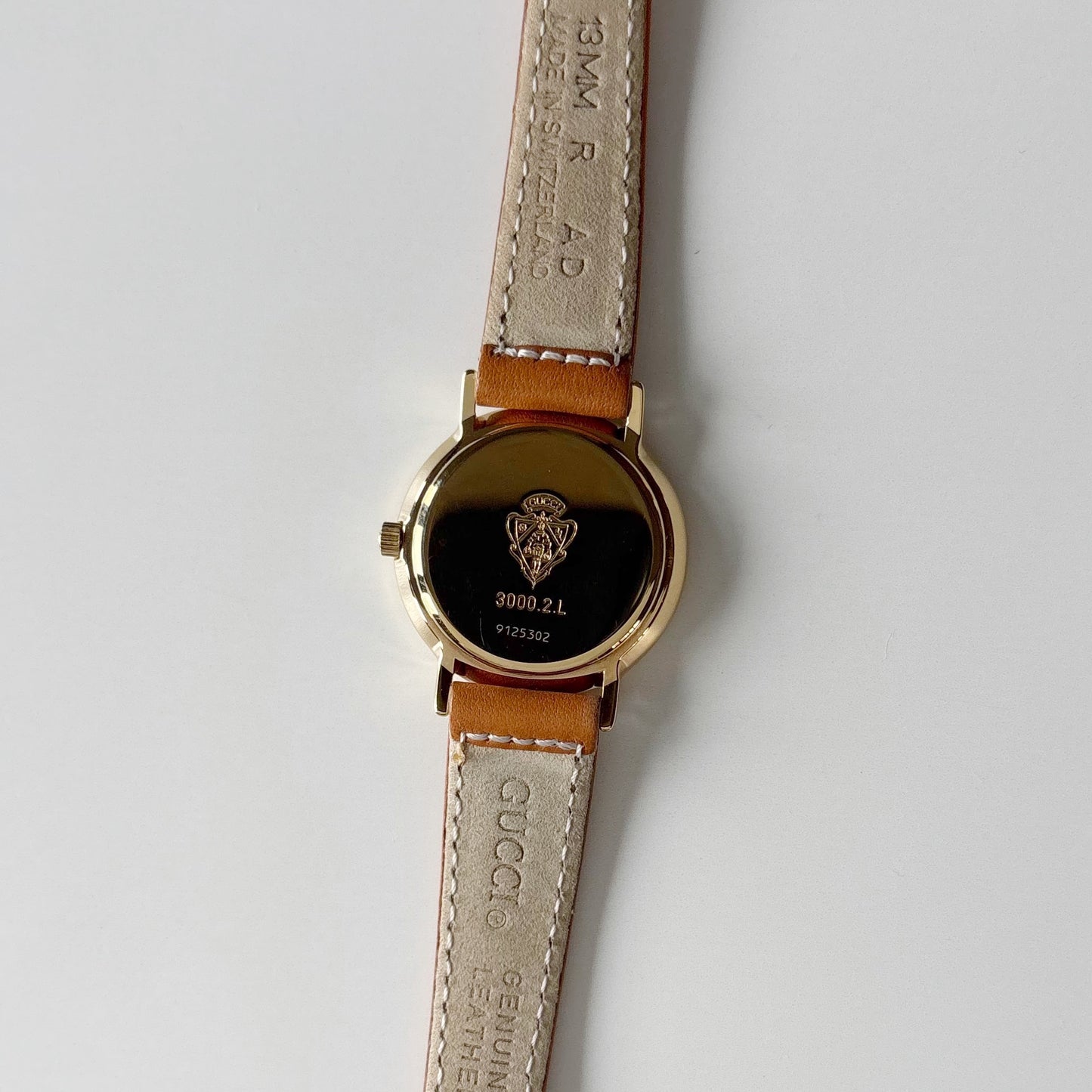 Gucci 1990s Sub Second Round Dial Gold Plated Watch