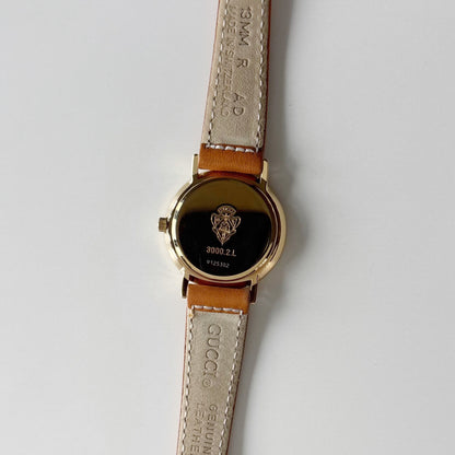 Gucci 1990s Sub Second Round Dial Gold Plated Watch