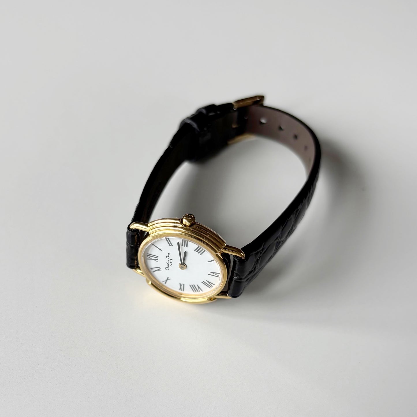 Dior 1990s Round Dial Gold Plated Watch
