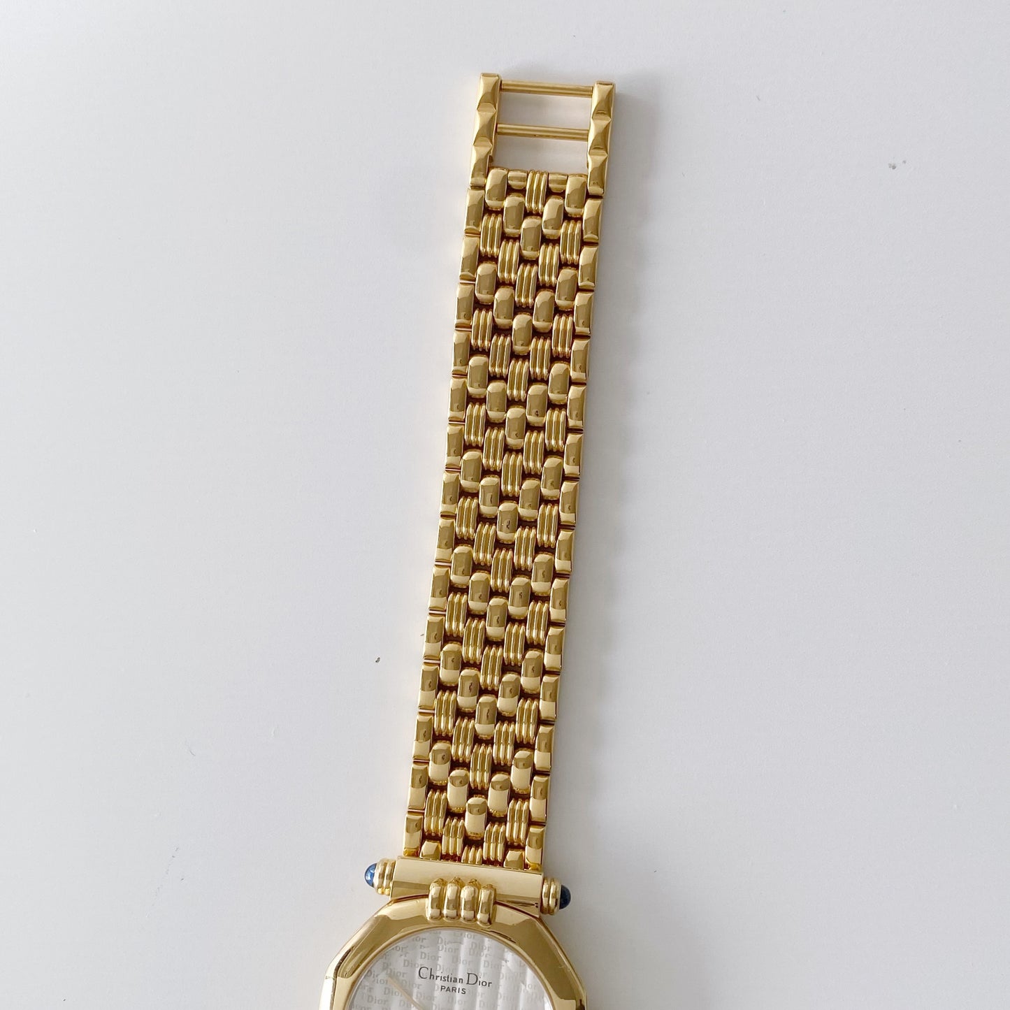 Dior 1990s Octagon Dior Logo Gold Plated Watch