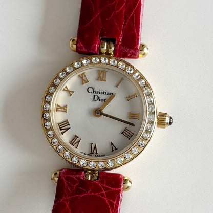 Dior 1990s Seashell Dial Round Dial Gold Plated Watch