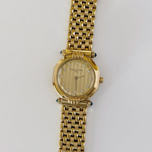 Dior 1990s Octagon Gold Plated Watch