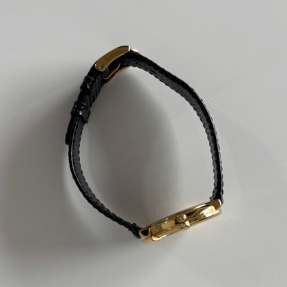 Gucci 1980s Black G Dial Gold Plated Watch (Large)