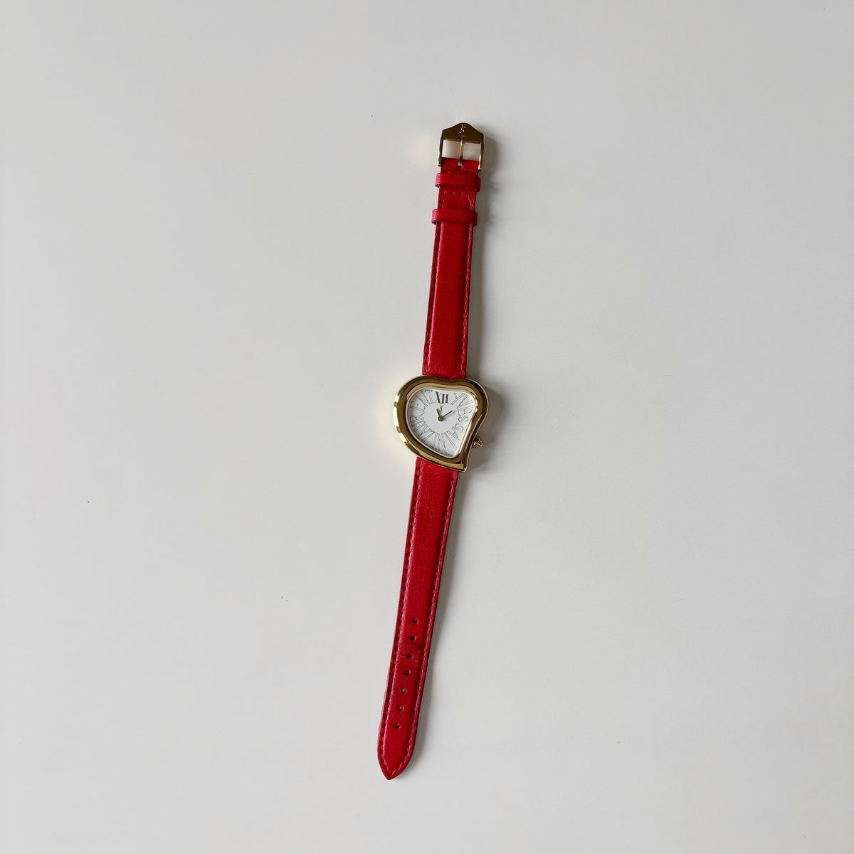 Yves Saint Laurent 1990s Heart Dial Gold Plated Red Watch