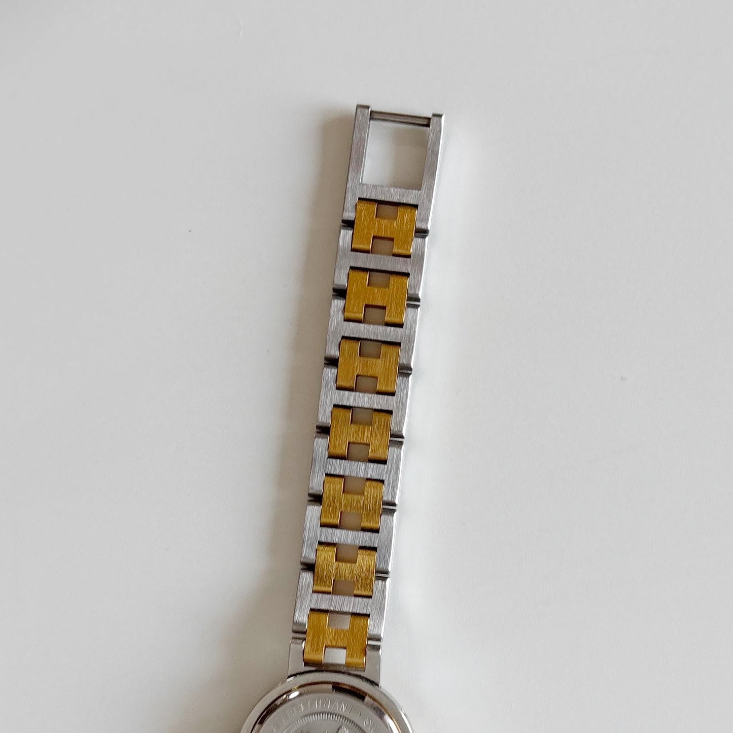 Hermes 1990s Clipper Round Dial Two Tone Watch