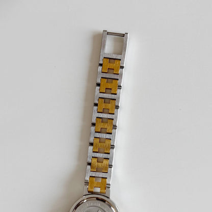 Hermes 1990s Clipper Round Dial Two Tone Watch